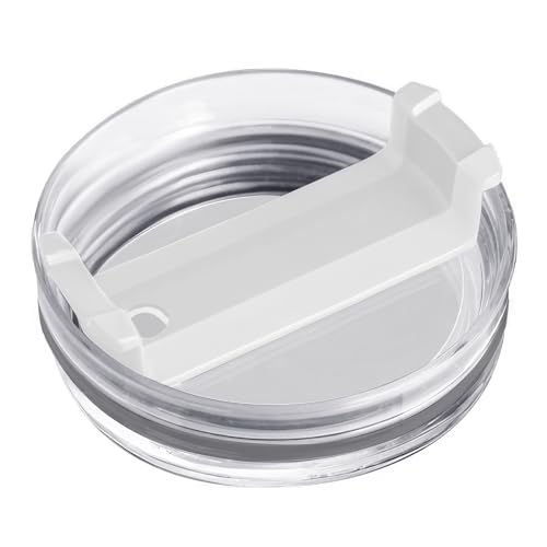 40 oz Tumbler Replacement Lid - Spill-Proof Clear Lid with Straw & Wide Mouth (White Variation)