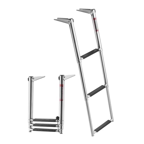 VEVOR 3-Step Stainless Steel Telescoping Boat Ladder - Folding Swim Deck Railing