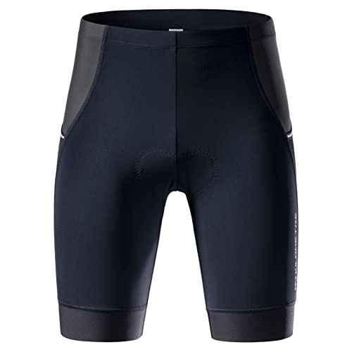 MY KILOMETRE Mens Triathlon Shorts with Adjustable Drawstring Easy Reach Leg Pockets Chamois for Long-Distance Tri Race
