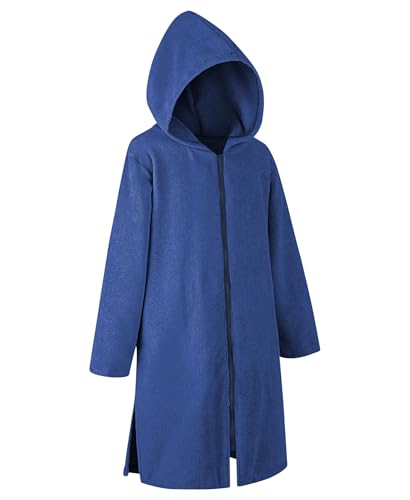 Navy Hooded Surf Poncho with Zipper & Pocket - Beach Robe for Men & Women, Medium