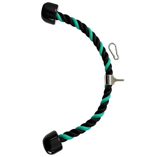 Nylon Tricep Rope for Cable Machine Workout Accessory - Green & Black