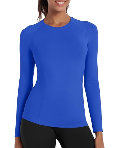 Runhit Women's Compression Shirt Long Sleeve UPF 50+ Athletic Base Layer - Royal Blue, XX-Large