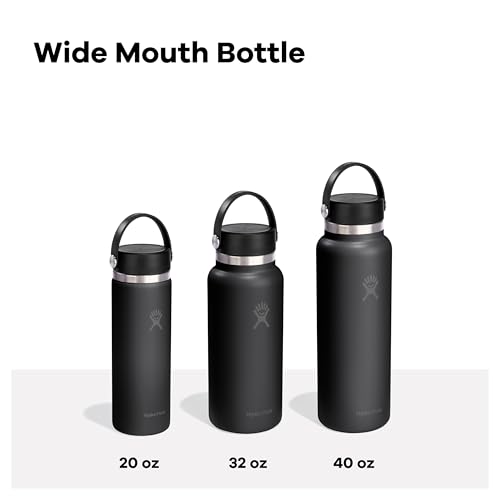 Hydro Flask 32 Oz Insulated Water Bottle with Wide Straw Lid - Leakproof, Cold for 24 Hours - Tonal Black