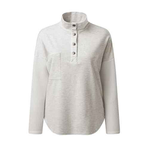 SHEWIN Fall Womens Oversized Sweatshirt Button Up Comfy Pullover Sweatshirt