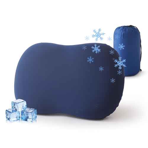 Camping Pillow for Sleeping, Memory Foam Travel Pillow, Cooling Small Pillow for Camp,Backpacking,Trip,Breathable & Waterproof Cover (1, Blue)