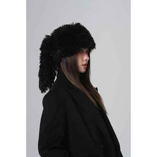 Y2K Plush Hat for Women Fuzzy Cute Beanie Bunny Ears Hat Fluffy Hat Skull Cap Winter Warm Hat Christmas Halloween