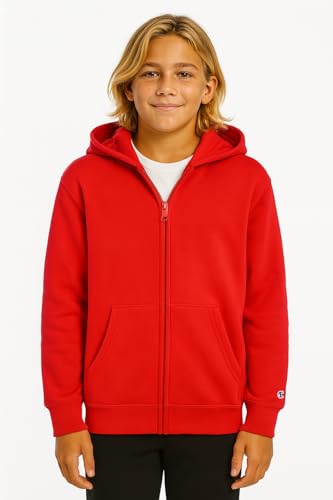 Champion Boys Zip Front Fleece Hoodie Sweatshirt Small Lychee Red