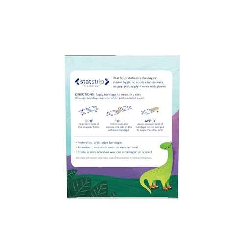 Stat Strip Kid Design (Herbie The Dinosaur) Plastic Adhesive Bandage Sterile .75 x 3 100 per Box