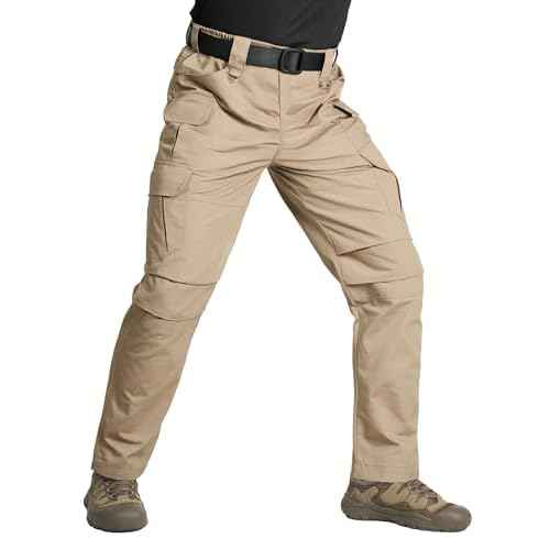Men's Tactical Cargo Pants, Lightweight Water-Resistant, Ripstop Fabric for Hiking, Work, Outdoor Activities