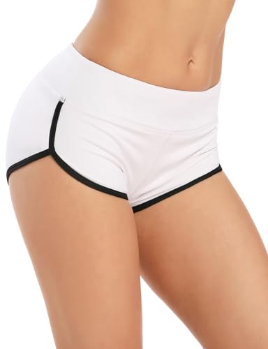 Women's High Waist Workout Shorts - Butt Lifting Yoga Running Gym X-Small White/Black
