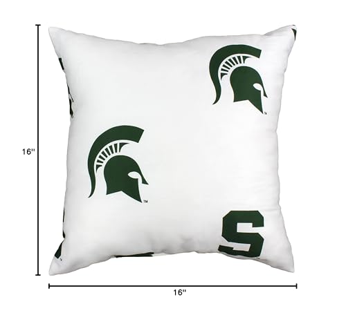 Michigan State Spartans 16-Inch Decorative Pillow - White, Officially Licensed, Double Sided