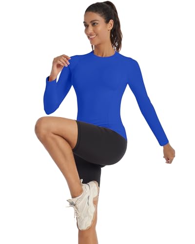 Runhit Women's Compression Shirt Long Sleeve UPF 50+ Athletic Base Layer - Royal Blue, XX-Large