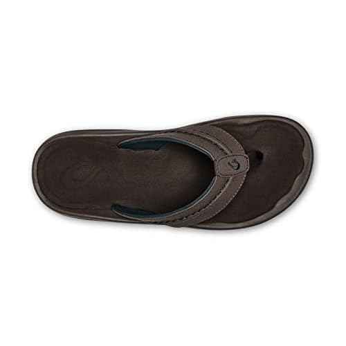 OLUKAI Hokua Men's Beach Sandals, Quick-Dry Flip-Flop Slides, Water Resistant & Wet Grip Rubber Soles, Compression Molded Footbed & Soft Comfort Fit