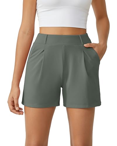 G4Free EverGoing Dressy Casual Shorts for Women with Pleats & Pockets - 4"