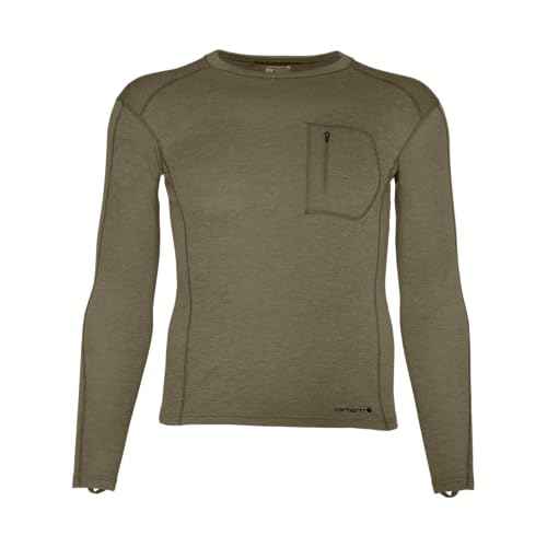 Carhartt Men's MBL119 Base Force¢ç Heavyweight Base Layer Poly-Wool Crew - X-Large Tall - Burnt Olive Heather
