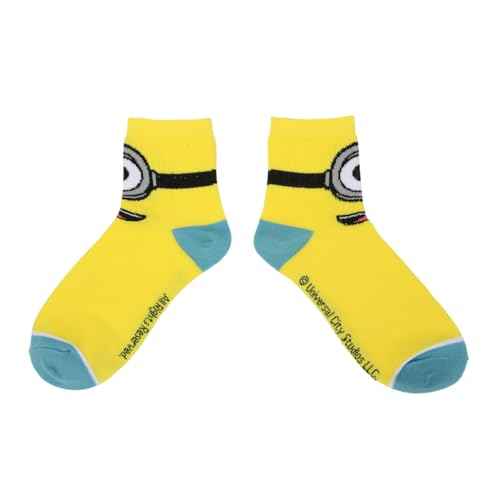 Bioworld Minions Adult Quarter Crew Ankle Socks - 3-Pack of Playful Despicable Delights!
