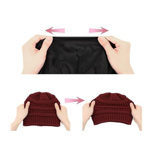 Zando Satin Lined Beanie for Women Men Teen - Slouchy Warm Winter Hat with Hair Protection Sleep Cancer Knit Skull Cap