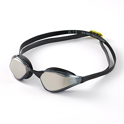 FINIS Mach 1 Low-Profile Racing Goggles With Carry Bag - 5 Nose Pieces - Swim Cap - Titanium