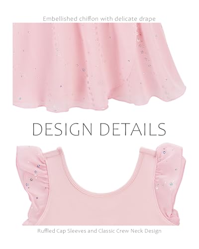 Stelle Girls Flutter Sleeve Ballet Leotard with Tutu Skirted Dress - 4-5T Ballet Pink