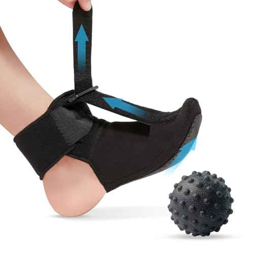 Plantar Fasciitis Night Splint Brace with Massage Ball, Relieves Foot Drop and Achilles Tendonitis, Adjustable Straps, Soft & Comfortable Sleep, Night Splint for Plantar Fasciitis Women & Men, Small