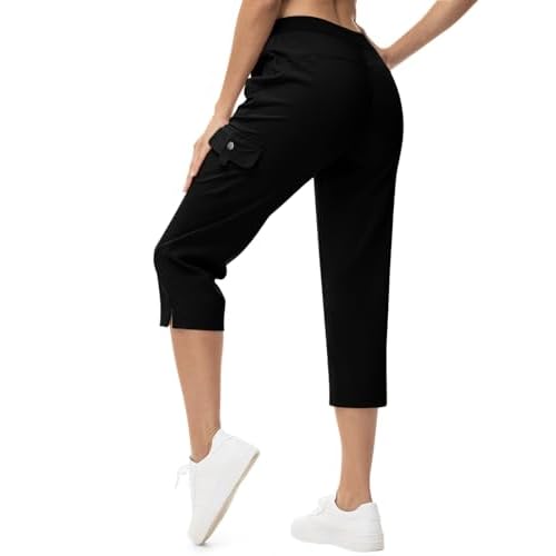 TBMPOY Women's Capri Pants Lightweight Quick Dry Hiking Cargo Pockets Casual Water Resistant Travel Cropped Cotton