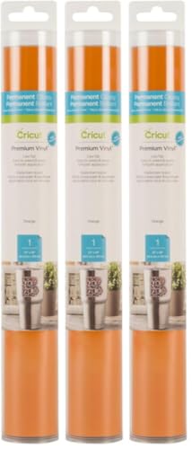 Cricut Premium Permanent Vinyl Roll - 12x48 Inch Orange - 3 Pack - Indoor & Outdoor Use
