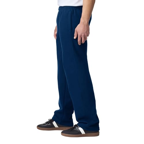 Adult Fleece Sweatpants with Pockets - Navy XX-Large Open Bottom G18300