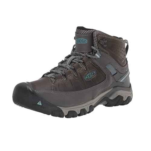 KEEN Women's Targhee 3 Mid Height Waterproof Hiking Boots, Magnet/Atlantic Blue, 5 Wide