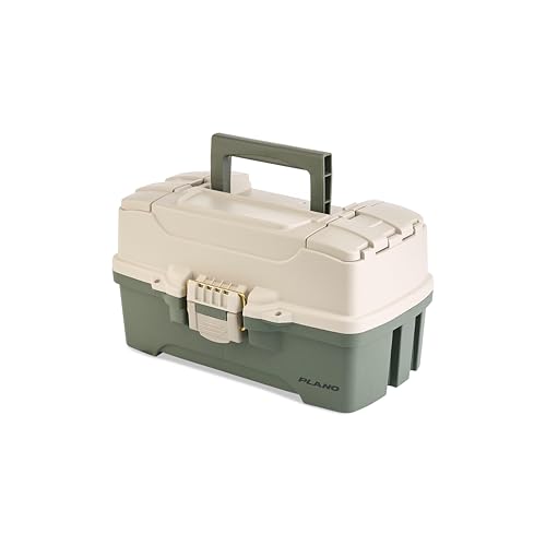 Plano Two-Tray Tackle Box - Green/Tan Portable Fishing Gear Organizer - Two-Tray