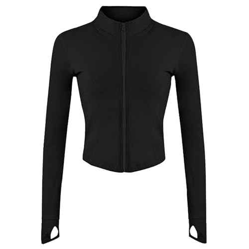 Tanming Women's Full Zip Seamless Workout Jacket Running Yoga Slim Fit Track Jacket
