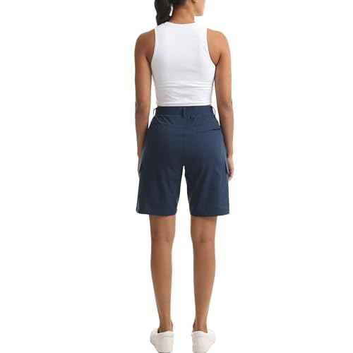 Women's Lightweight Hiking Cargo Shorts for Running Athletic Camping Travel Golf - Water Resistant with 5 Pockets