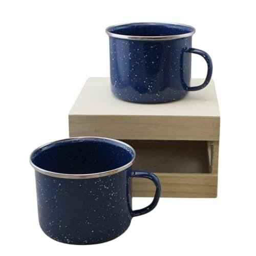 16oz Enamel Mugs 2-Pack - Versatile for Camping, Beach, Travel, Home, and Outdoor Use: Ideal for Hot/Cold Beverages, Soup, and More by Dependable Industries (Blue)