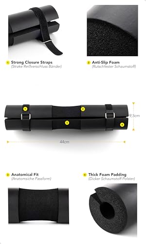 Barbell Hip Thrust Pad for Weightlifting - Fits Olympic & Standard Bars, Comfort Cushion for Squats & Glute Bridges