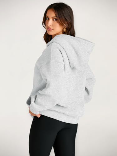 EFAN Women's Oversized Grey Fleece Hoodie Sweatshirt Medium