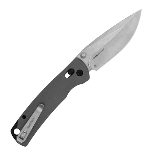 Kershaw Sequence Folding Pocket Knife, 3.32 inch 8Cr13MoV Stonewashed Blade, Grey GFN Handle, Manual Opening, Duralock Locking Mechanism, Pocketclip