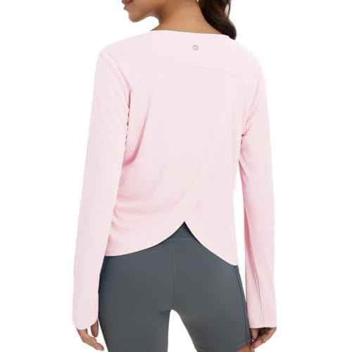 baleaf Women's Long Sleeve Workout Tops Athletic Shirts Split Back Running Gym Quick Dry Sun Protection UPF 50+