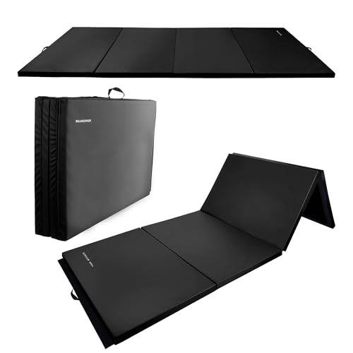 Fitvids Folding Exercise Gymnastics Mat 4'x?8'x2" Gym Workout Mat with Carrying Handles High-Density Anti-Tear Portable Fitness Aerobics Mats for Home Gym Yoga Pilates Tumbling MMA Core Training, Multiple Colors