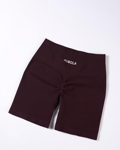 AUROLA Power Workout Shorts for Women Medium Black Cherry Tummy Control Squat Proof