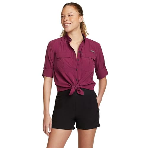 Eddie Bauer Women's UPF Guide Long-Sleeve Shirt, Port, X-Large