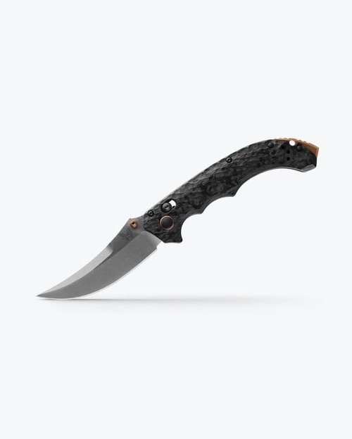 Benchmade - Mini Bedlam 865 Tactical Knife, Scimitar Blade, Carbon Fiber Handle (865-02)
