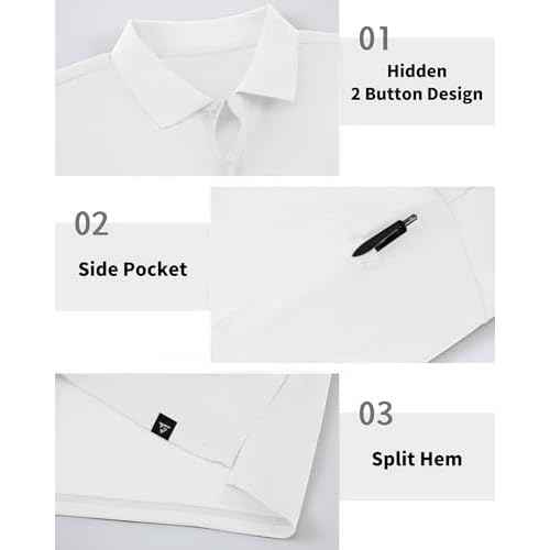 Men's Long Sleeve Polo Shirt Athletic Golf Polo Shirts for Men Quick-Dry Performance Casual Collared Shirts