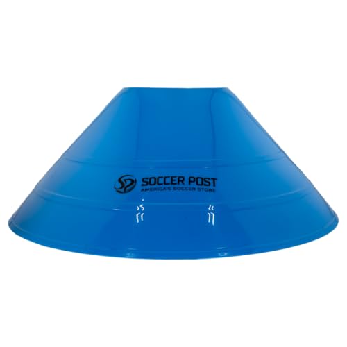 Soccer Post Large Training Cones - Height: 4.5" - Orange, Blue, Yellow - 12 Pack, High Visibility, Stackable, Durable Plastic. (Blue)
