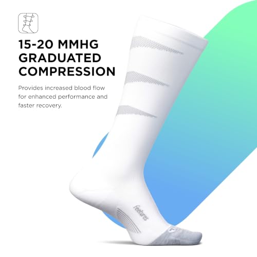 Feetures Compression Knee High Socks - Medium White, Graduated Support for Men & Women