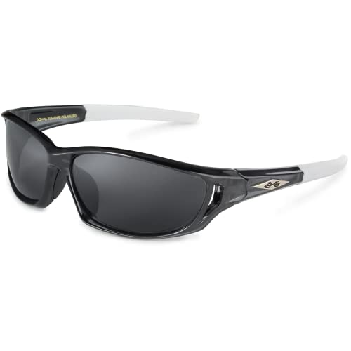 Polarized Wrap-Around Sports Sunglasses for Men Women UV400 Black White Smoke