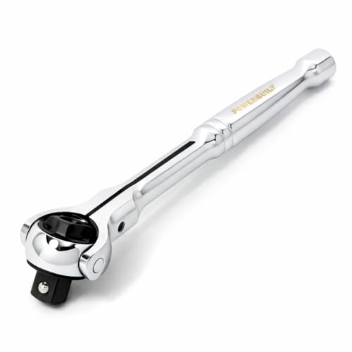 Powerbuilt 3/8 Inch Drive Swivel Head Ratchet - 72 Tooth, 5° Swing Compact Hand Tool