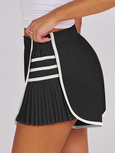 Caracilia Women's Athletic Running Shorts Small Black Summer Workout Shorts