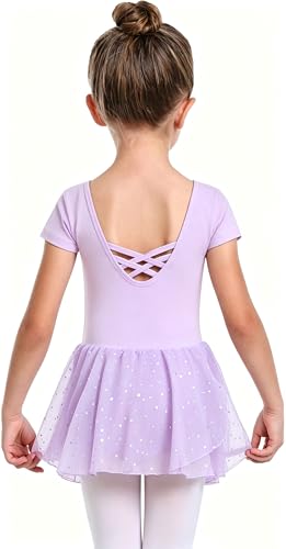 Purple Long Sleeve Ballet Leotard with Glitter Tutu for Toddlers - A1 (2-3T)