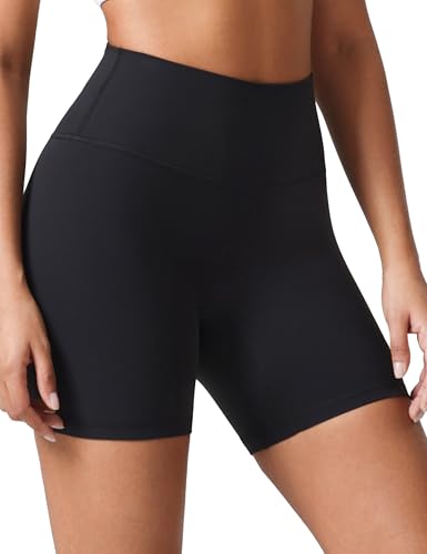 Colorfulkoala Dreamlux No Front Seam Biker Shorts for Women 6-Inch Inseam Black X-Small