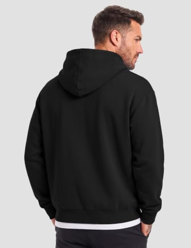 Men's Oversized Full Zip Hoodie Sweatshirt with Fleece Lining - X-Large Black