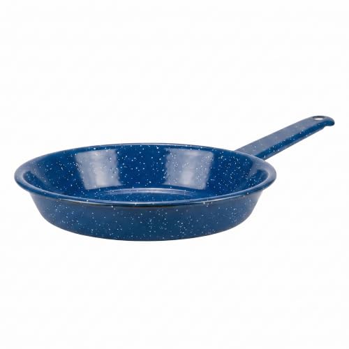 Enamel Frying Pan for Camping and Indoor Use - Non-Stick Skillet, Blue Finish